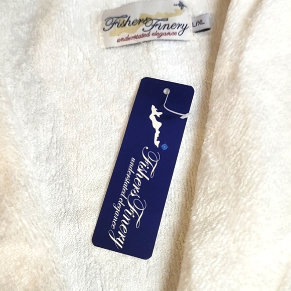 Fishers Finery BATH COZY Robe Bamboo Viscose / Cotton White L/ XL UNISEX NWT - Picture 7 of 8